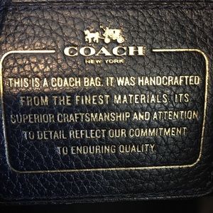 Coach Taupe,navy and green pebbled leather